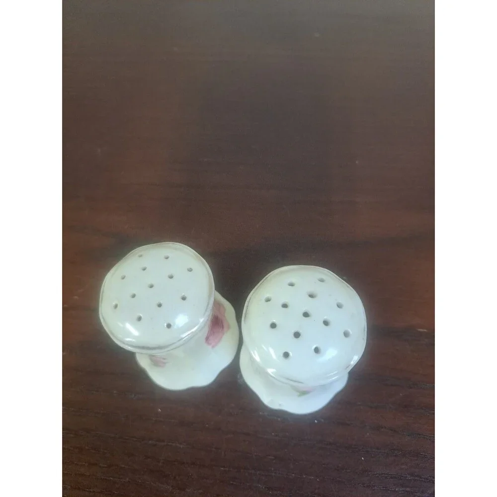Antique O&EG Royal Austria Rose Pattern Porcelain Salt And Pepper Shaker Set( No